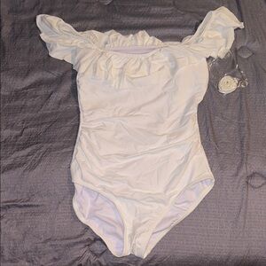 Kona Sol White Ruffled swimsuit